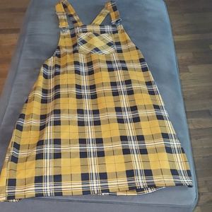 Plaid overall dress